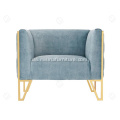 Blå stof titanium ramme stue sofa